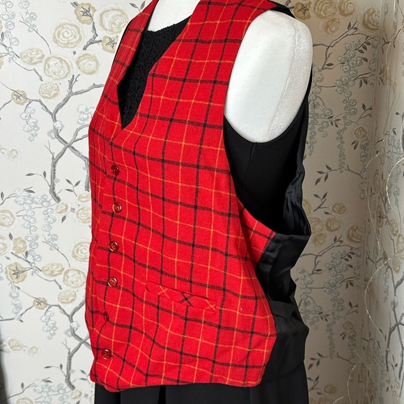 Career Club Sportswear Unisex Large Tartan‎ Plaid Vest Wool Adjustable USA Made - Picture 2 of 6
